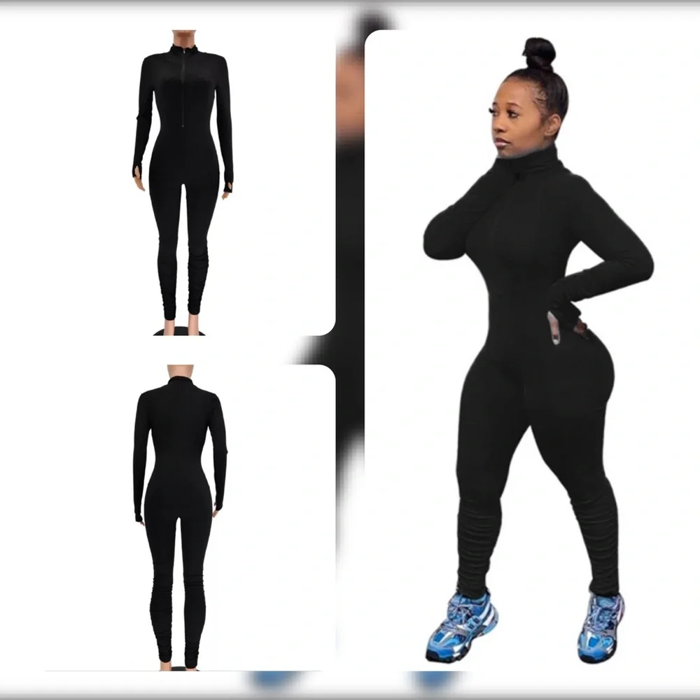 LARGE ⚡️BRAND NEW/ Ribbed slim-fit body-con jumpsuit - Picture 9 of 9
